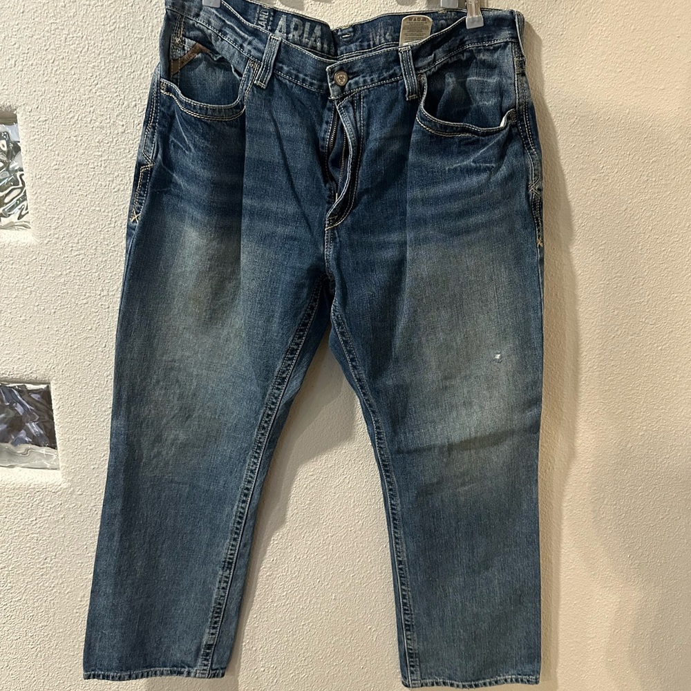 Ariat Blue Relaxed Fit Jeans with Vintage-Inspired Fading